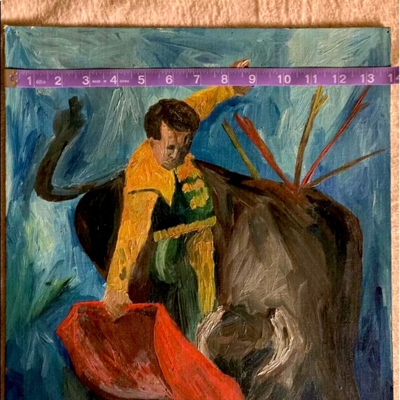 Authentic Spanish Bullfighting Painting Mid-Century Modern Vintage - Picture 4 of 5